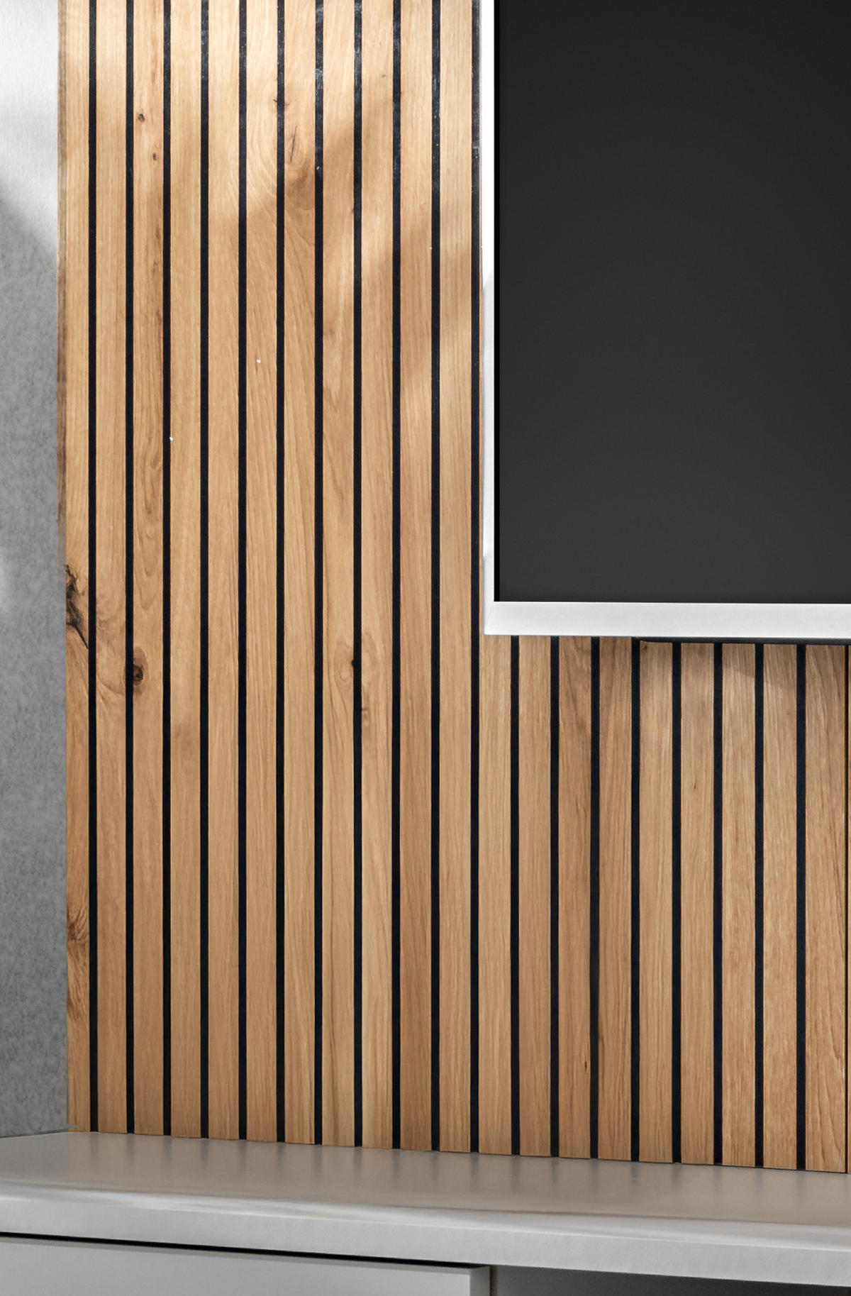 TV-LOWBOARD grau, Eiche Artisan 160 cm, TV-Unterschrank mit Akustikpaneel - Hellgrau/Eiche Artisan, Glas/Holzwerkstoff (160/148/35cm) - Inn.Furn