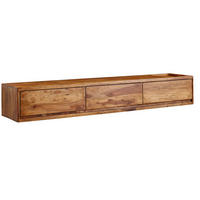 LOWBOARD Massivholz Modern Stil Hängend für 65-Zoll Fernseher mit 3 Schubladen - Braun, Holz (160/25/35cm) - KADIMA DESIGN