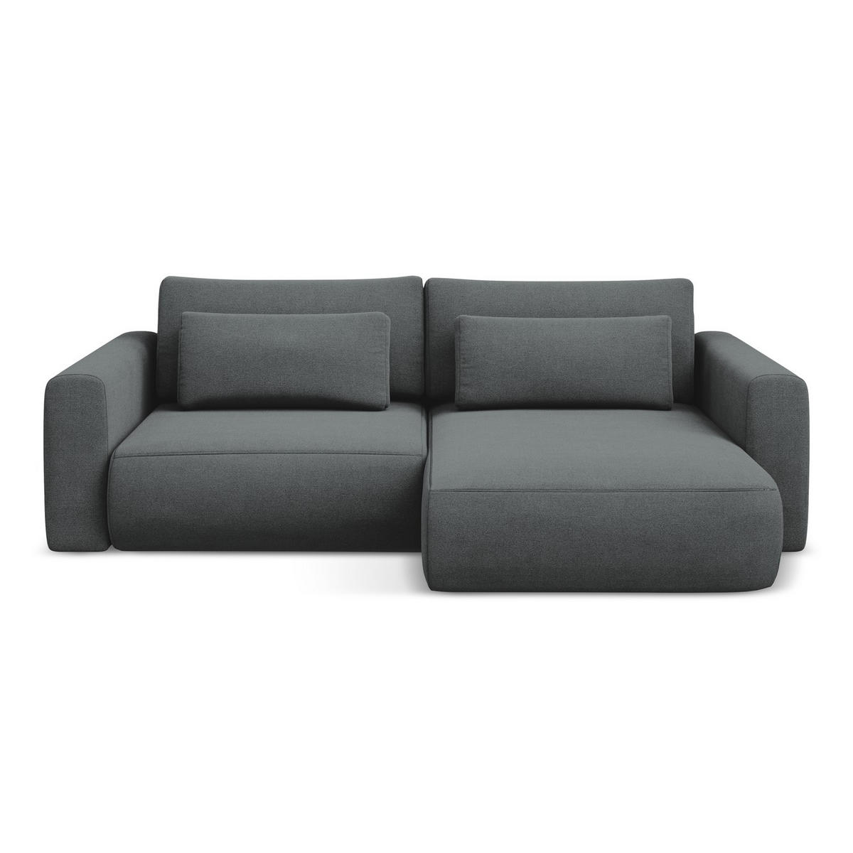 ECKSOFA mit Schlaffunktion Strukturstoff Stoff Grau - Schwarz/Grau, Kunststoff/Textil (240/149cm) - LaMiaSofa