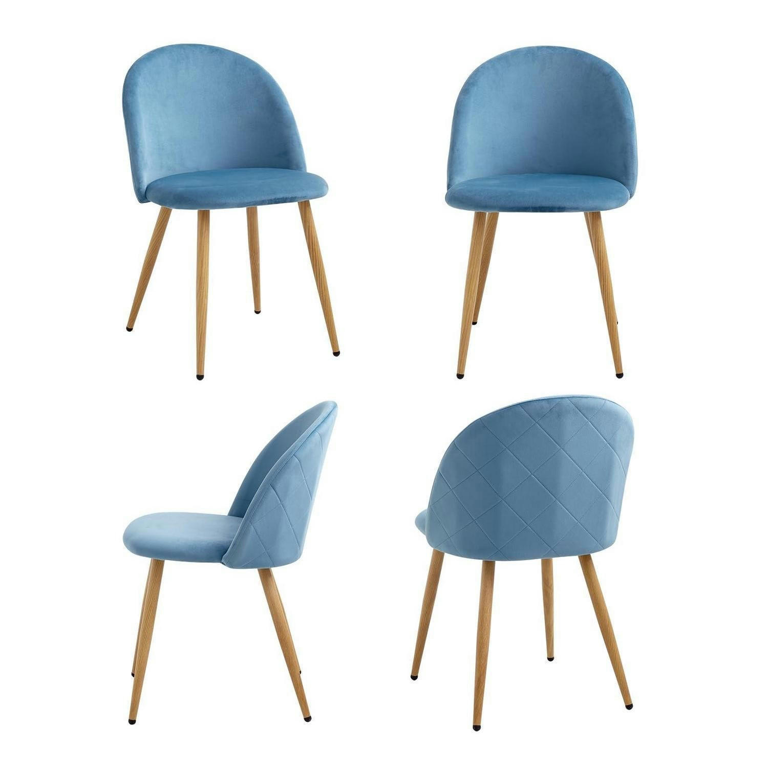 ESSZIMMERSTUHL 4er-Set Samt Blau mit Metallbeinen - Blau, Textil (43/80/47.5cm)