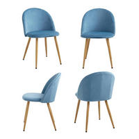 ESSZIMMERSTUHL 4er-Set Samt Blau mit Metallbeinen - Blau, Textil (43/80/47.5cm)