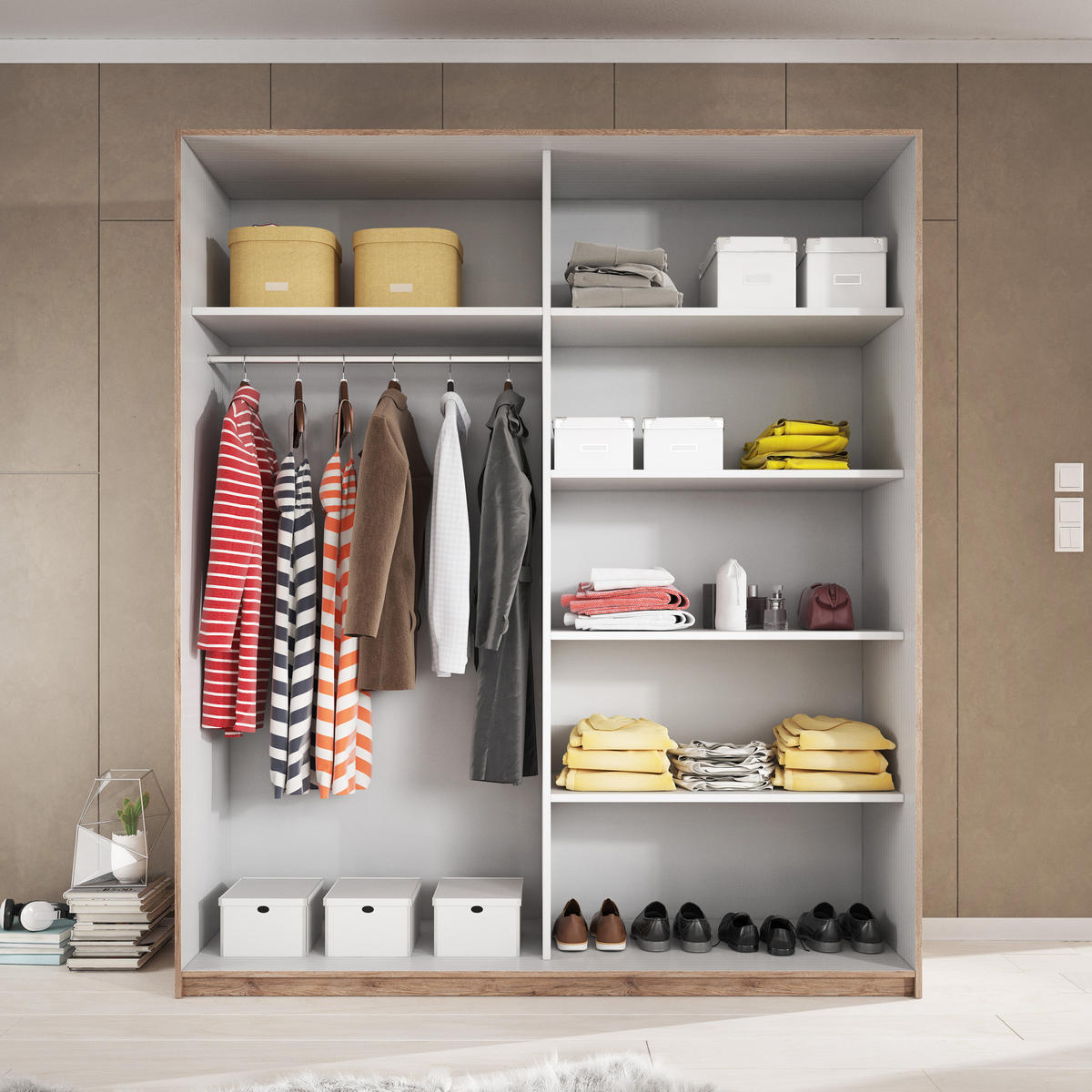 SCHWEBETÜRENSCHRANK COSMICO 200/210/61 cm 2-türig Braun - Braun, Holzwerkstoff (200/210/61cm) - MASSENO