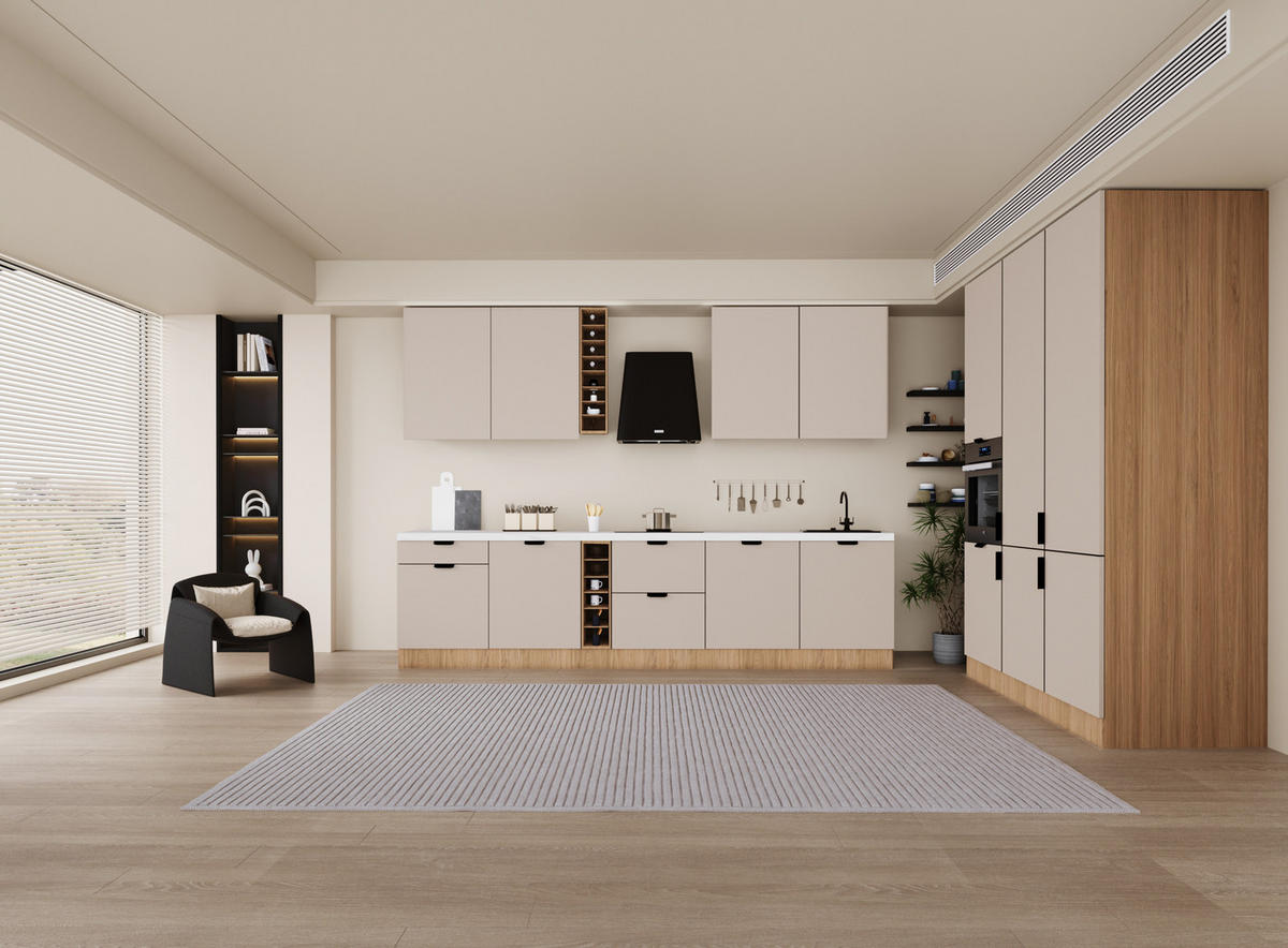 KÜCHENZEILE 315 x 180 cm - Sorento KS14-M315 - in Beige / Sonoma Eiche - Beige/Sonoma Eiche, Holz (495/247/58cm)