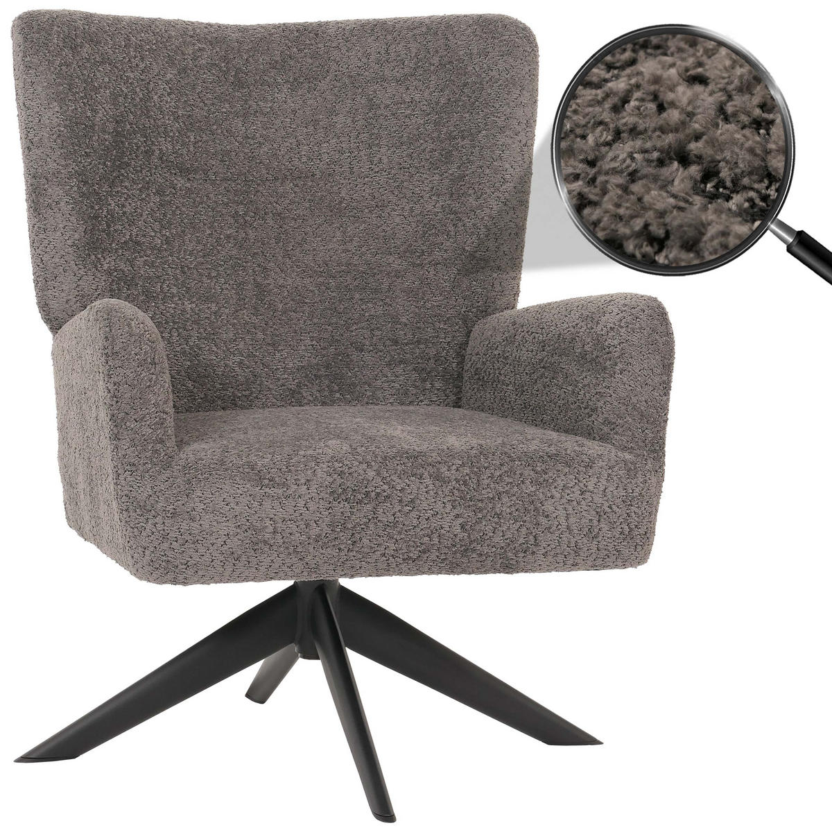 LOUNGE-SESSEL Dunkelgrau - Dunkelgrau, Textil (75/99/74cm) - MCW