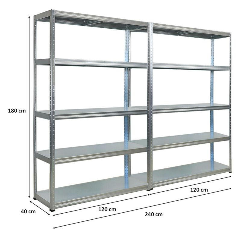 SCHWERLASTREGAL 2er-Set Steel Eagle 180x120x40 cm Fachlast 130kg Verzinkt - Silberfarben, Metall (240/180/40cm) - PROREGAL