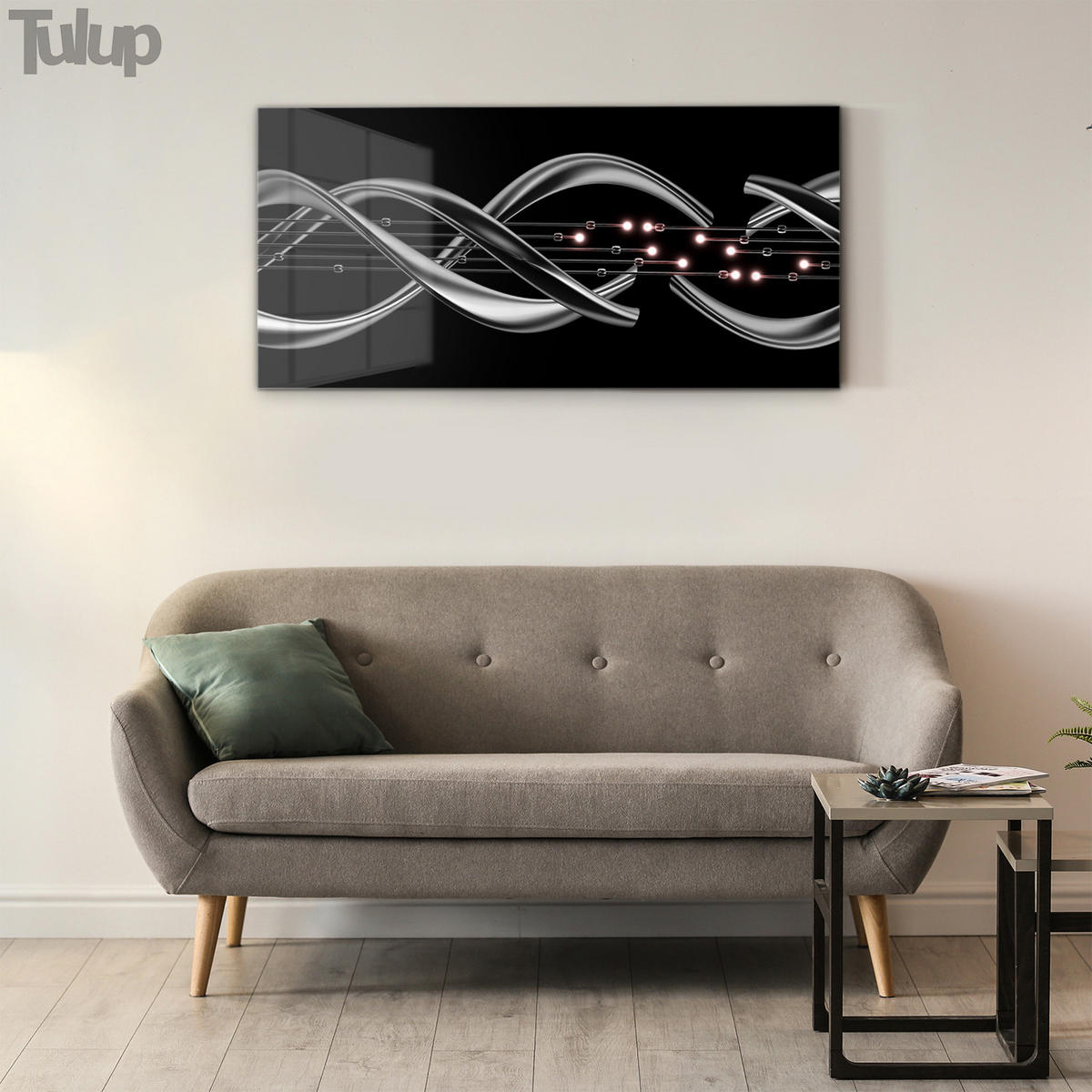 GLASBILD 120x60 cm Moderne Kunst - Silberfarben/Schwarz, Glas (120/60cm) - TULUP