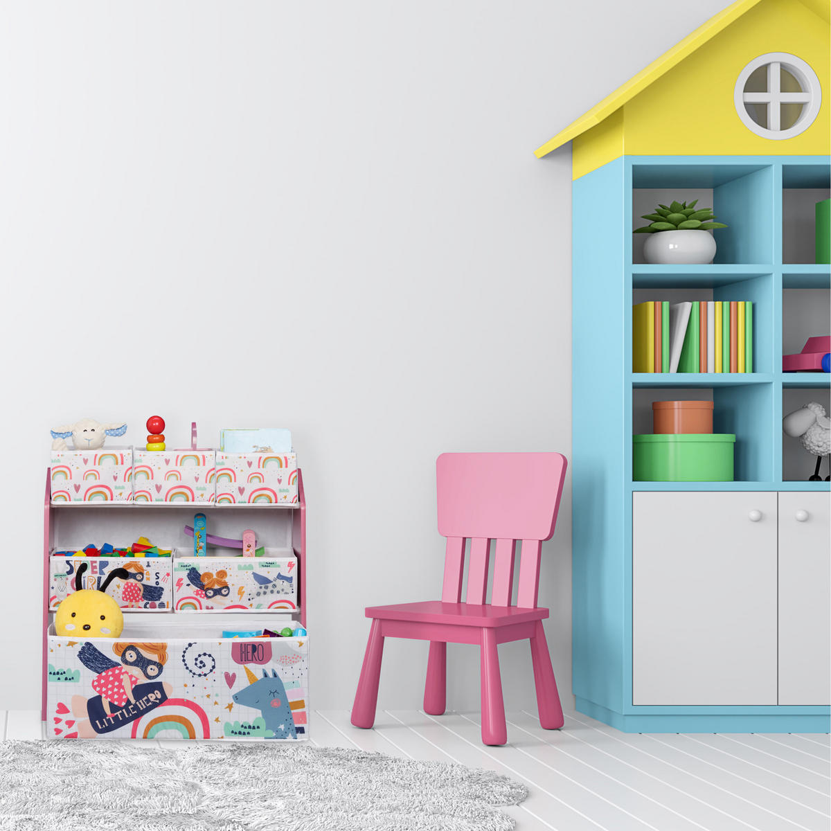 KINDERREGAL - Multicolor, Holzwerkstoff/Kunststoff (63/66/30cm) - Relaxdays