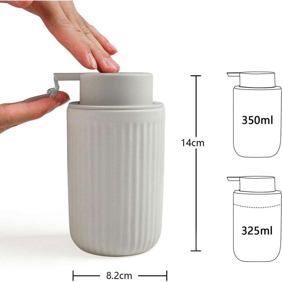 SEIFENSPENDER Keramik Grau 350 ml - Grau, Keramik (8/14/8cm)