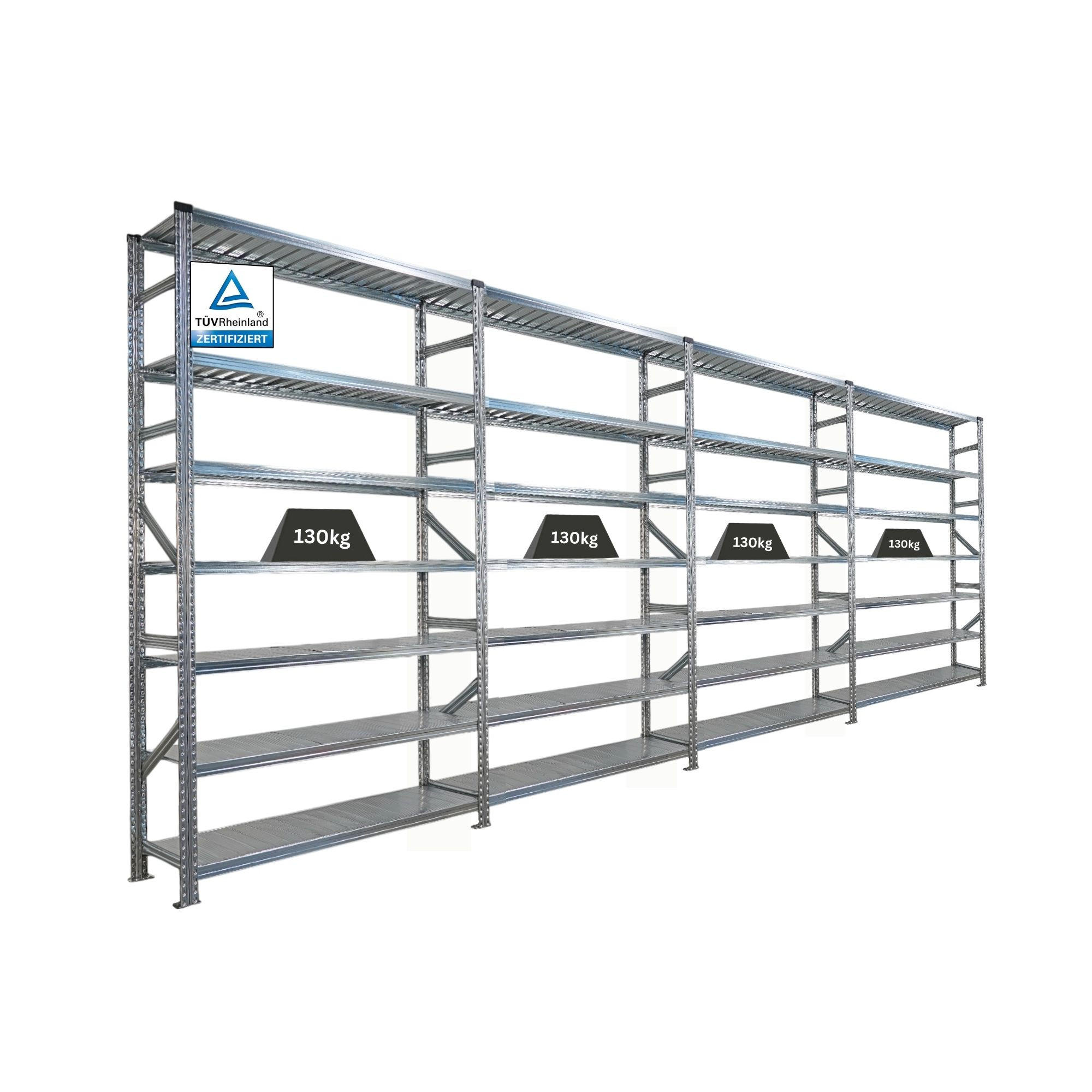 Proregal Fachbodenregal Silber 600x250x40 cm