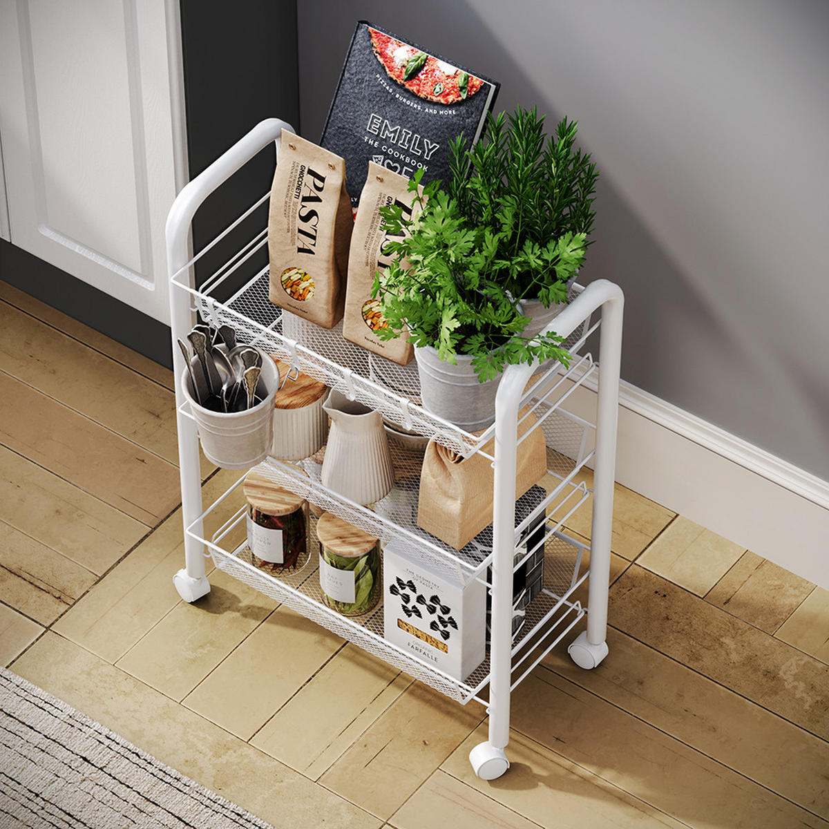 POJÍZDNÝ KONTEJNER Tarro Bílá - bílá, kov (45/64/27cm) - Vicco