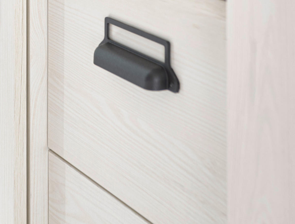 SCHUHSCHRANK weiß Pinie, Landhaus, Garderobenschrank mit Soft-Close - Anthrazit/Weiß, Holzwerkstoff/Metall (51/201/38cm) - Furn.Design