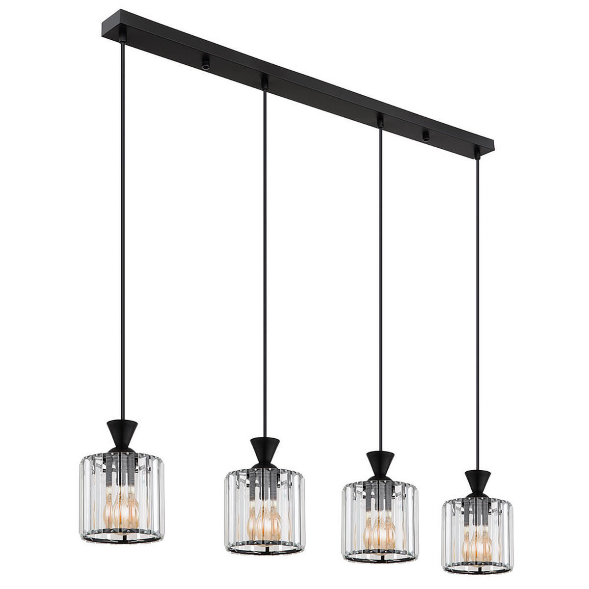 HÄNGELEUCHTE Kristall Klar Schwarz - Schwarz, Metall (86/13/120cm) - Globo Lighting