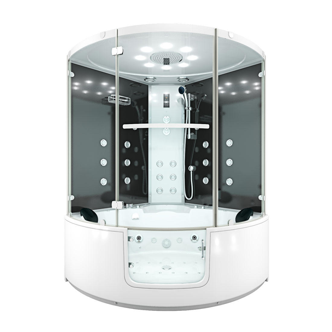 DAMPFDUSCHE Whirlpool K60-SW-TH-EC - Schwarz, Glas/Kunststoff (140/140/210cm) - AcquaVapore by Sandra Jentho