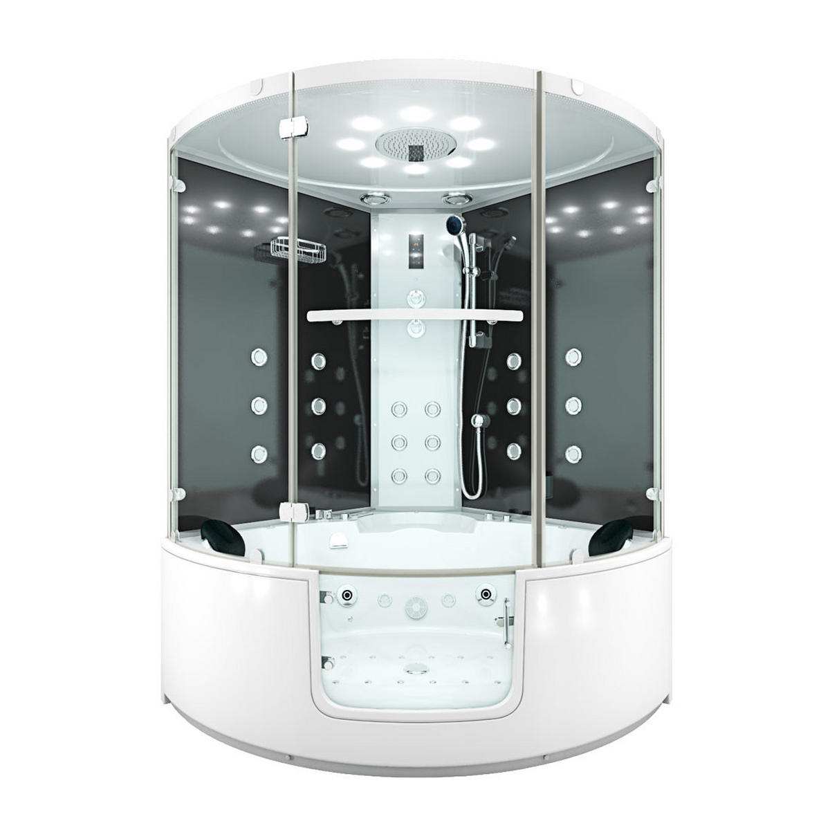 DAMPFDUSCHE Whirlpool K60-SW-TH - Schwarz, Glas/Kunststoff (140/140/210cm) - AcquaVapore by Sandra Jentho