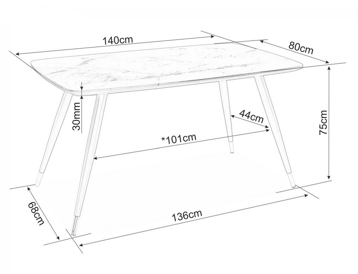 ESSTISCH Schwarz Marmor / Schwarz 140 / 80 / 76cm - Goldfarben/Schwarz, Holz/Holzwerkstoff (80/140/76cm) - Feldmann-Wohnen