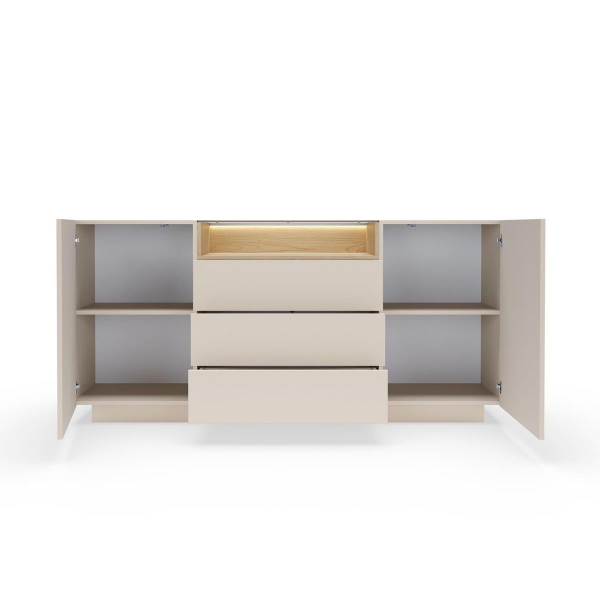 KOMMODE Kiro Beige, mit Schubladen und LED - Beige, Holzwerkstoff (176/83/40cm) - Bettso