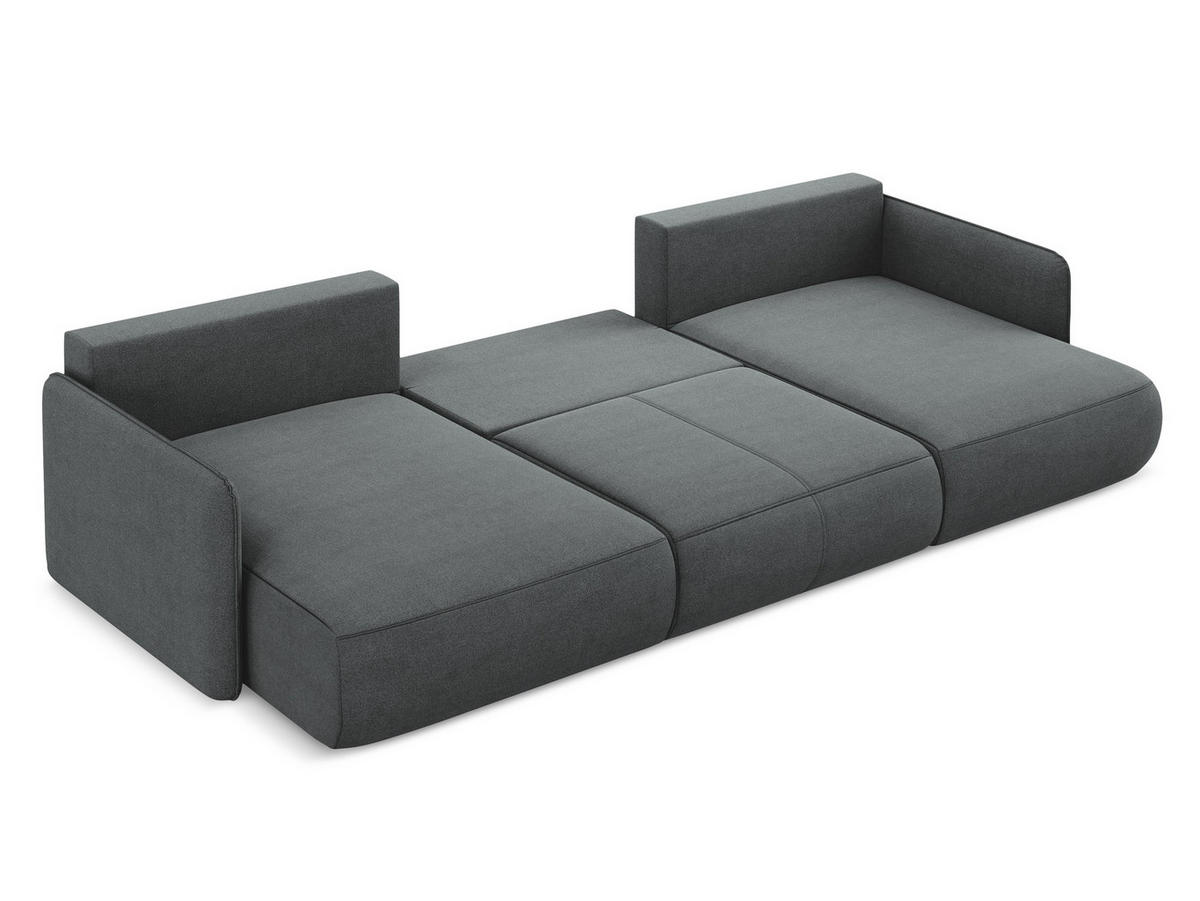 WOHNLANDSCHAFT Strukturstoff Stoff Grau - Schwarz/Grau, Kunststoff/Textil (290/86/148cm) - Makamii
