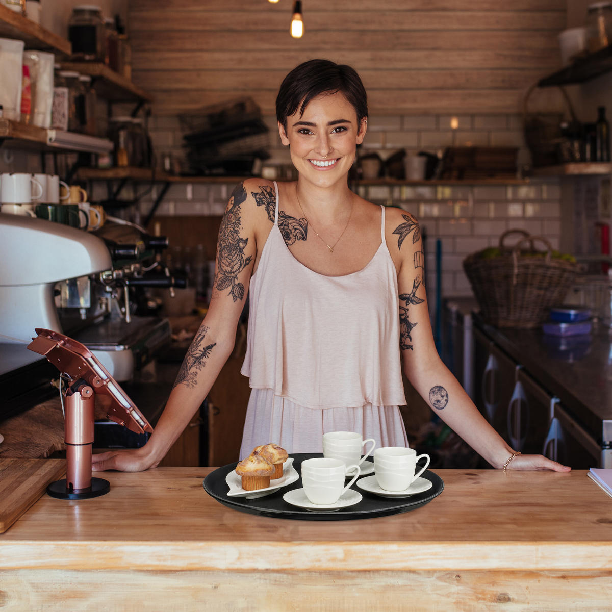 2xSERVIERTABLETT - Schwarz, Kunststoff (45/2/45cm) - Relaxdays