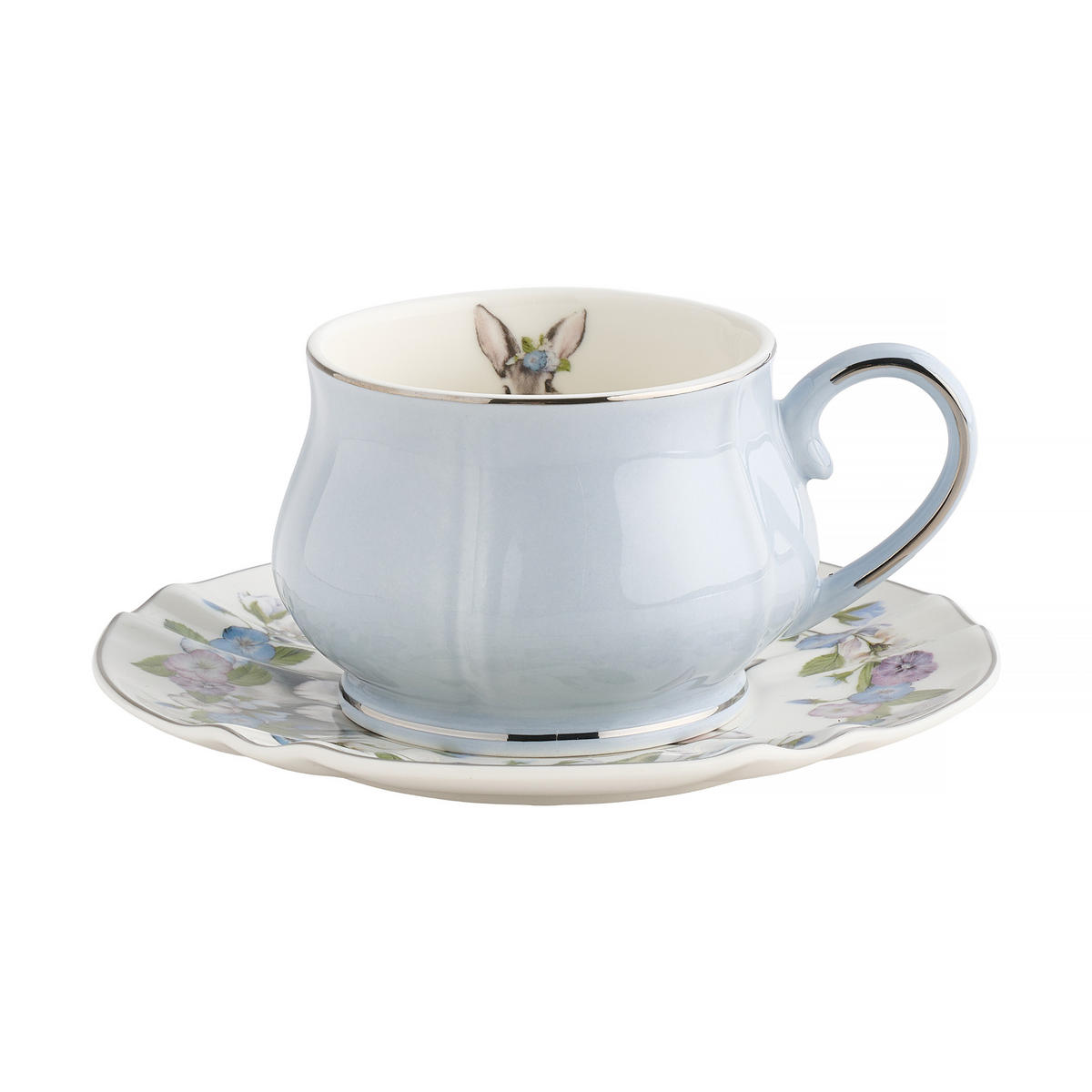 TASSE MIT UNTERTASSE Pansilo - Hellblau, Keramik (0.22L) - home&you