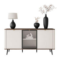 KOMMODE auf Füßen AUTUMN 2D1W mit Glasfront, Kaschmir / Nussbaum - Beige, Holzwerkstoff (160/82/40cm) - Lookway