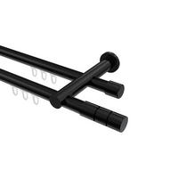 INNENLAUF-GARDINENSTANGEN-SET Platon Elanto 100 cm, 2-läufig, 20 mm Ø Schwarz - Schwarz, Metall (100cm) - INTERDECO
