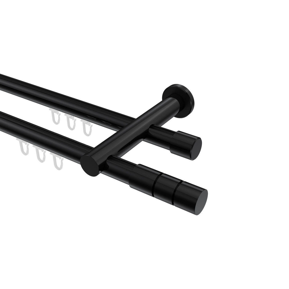 INNENLAUF-GARDINENSTANGEN-SET Platon Elanto 100 cm, 2-läufig, 20 mm Ø Schwarz - Schwarz, Metall (100cm) - INTERDECO