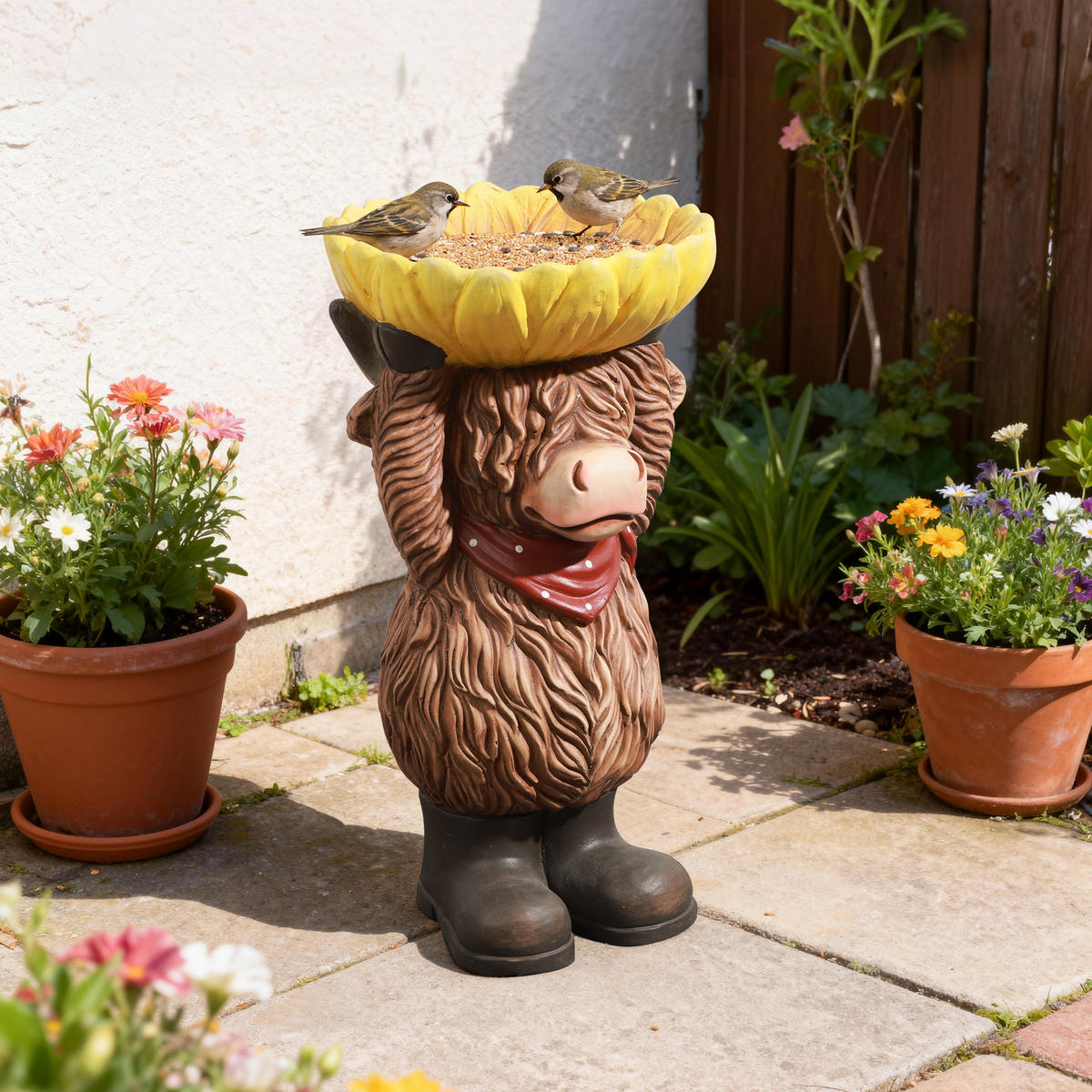 50CM H Hochland-Vogel-Futter- und Trinkautomat für den Außenbereich, aus MGO-Material, geeignet für Garten, Veranda und Hof - Multicolor, Kunststoff (28/50/28cm) - Hometopia