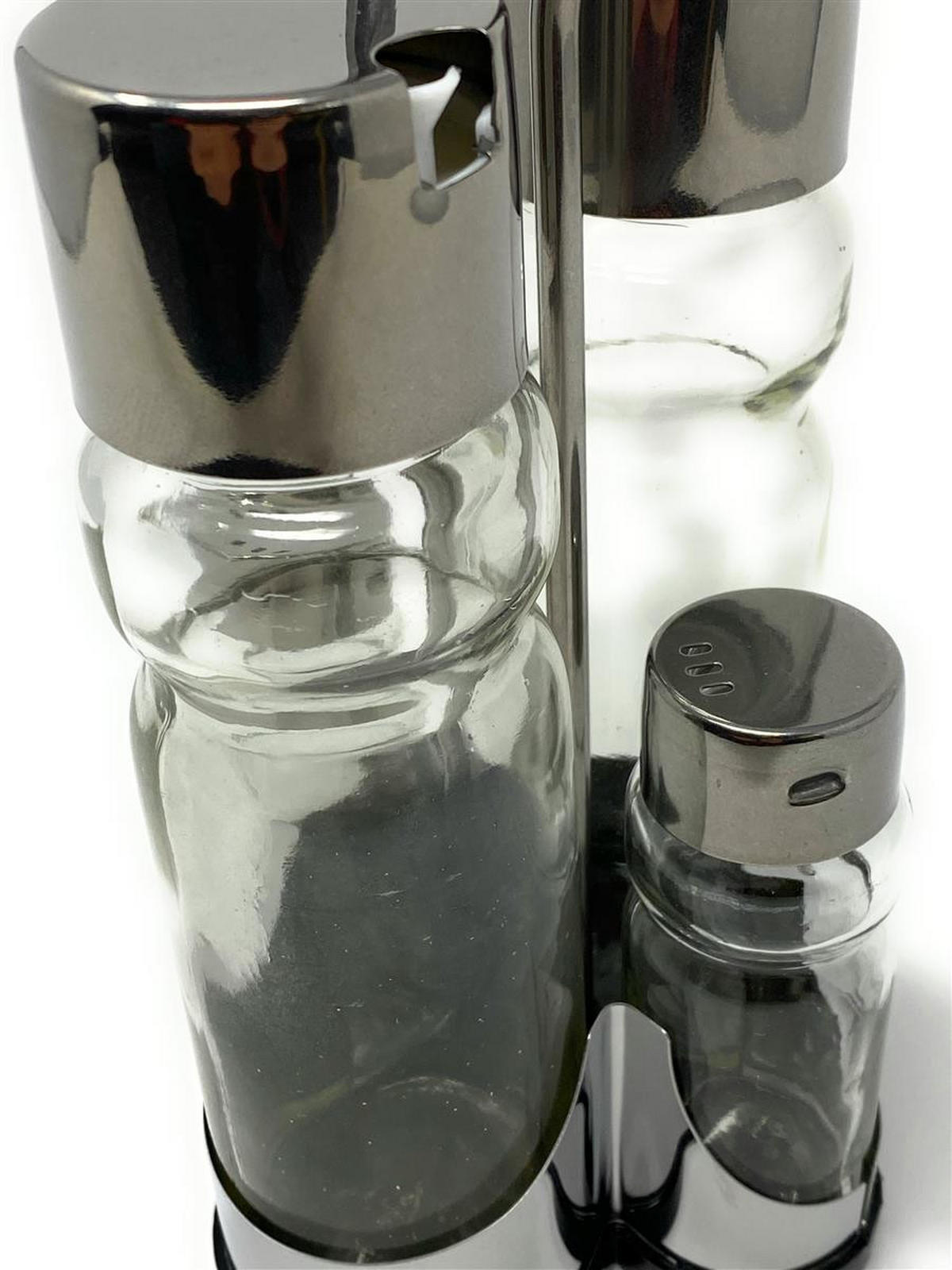 MENAGE Essig und Öl Spender Glas Edelstahl 210 - Grau, Metall (11/22.5/10.5cm) - DanDiBo