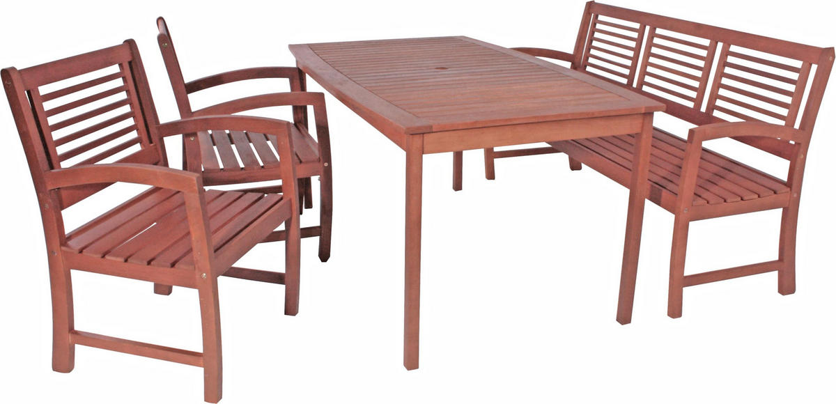 GARTEN-SITZGRUPPE Erfurt 4-teilig Gartenmöbel-Set - Braun, Holz - DELUKE