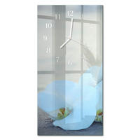 WANDUHR 30x60 cm - Orchidee - Weiß, Glas (30/60/0.4cm) - TULUP