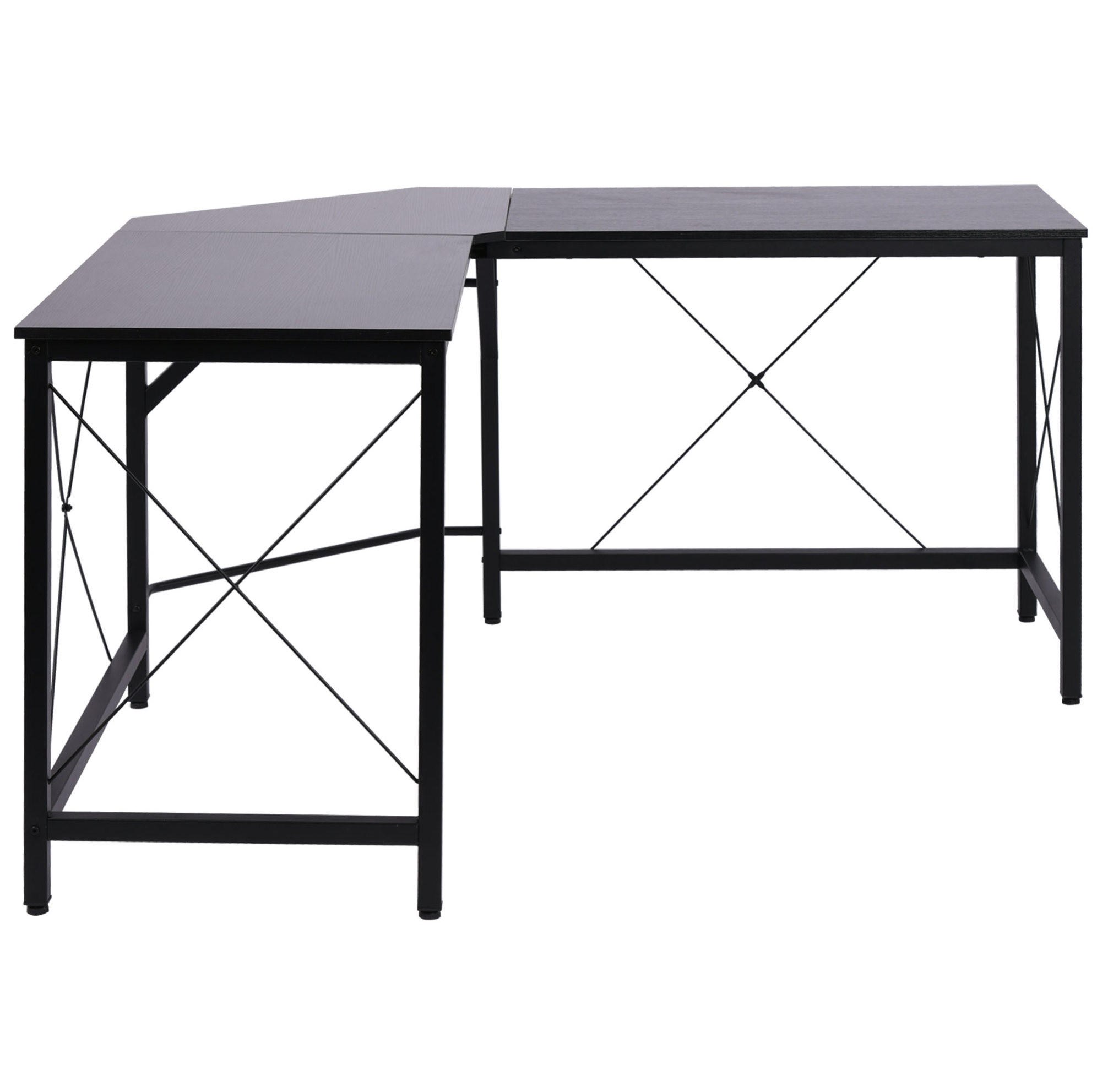 ECKSCHREIBTISCH L-Form 150 x 150 x 76 cm Stahl Schwarz - Schwarz, Metall (150/150/76cm) - Meubliv