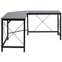 ECKSCHREIBTISCH L-Form 150 x 150 x 76 cm Stahl Schwarz - Schwarz, Metall (150/150/76cm) - Meubliv