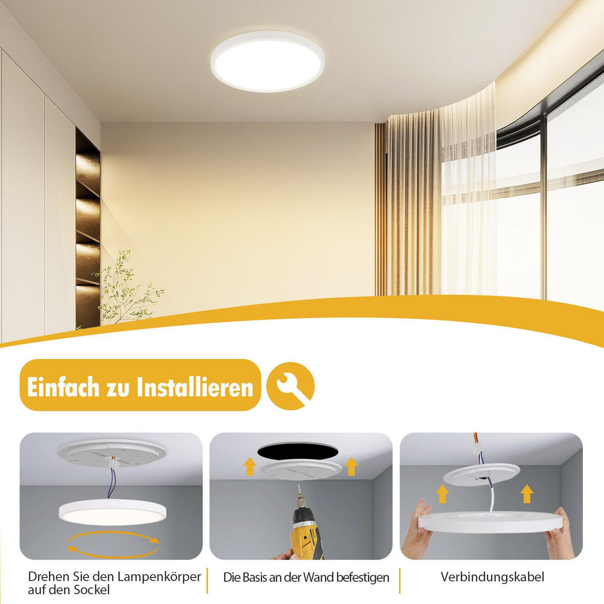 LED-DECKENLEUCHTE Lucier 30/30/2.4cm - Weiß, Kunststoff (30/30/2.4cm) - Nettlife