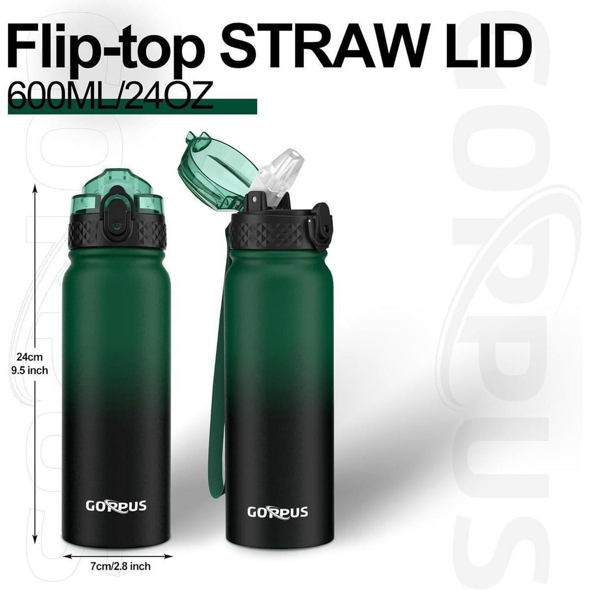 TRINKFLASCHE Edelstahl 600 ml Moss Green - Olivgrün, Metall (7/7cm)