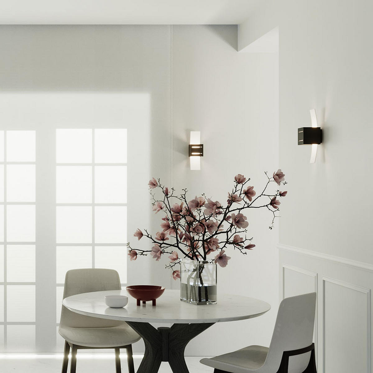 WANDLEUCHTE Aluminium Schwarz satiniert - Schwarz, Glas (10/30/12cm)