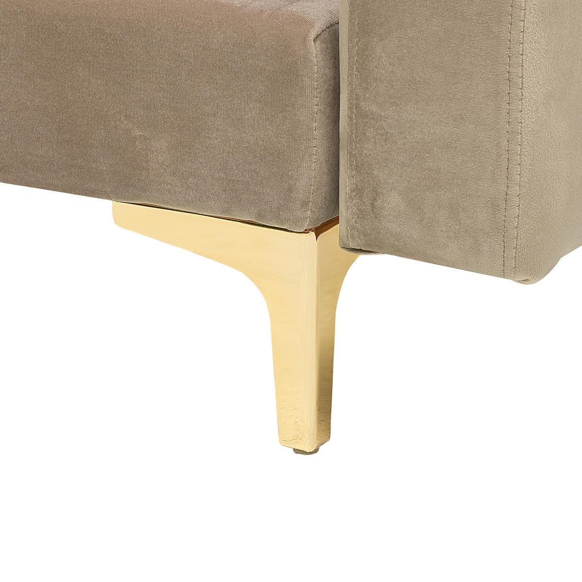 SCHLAFSOFA U-förmig mit Ottomane Samtstoff Beige Aberdeen - Beige, Textil (348/83/168cm) - Beliani