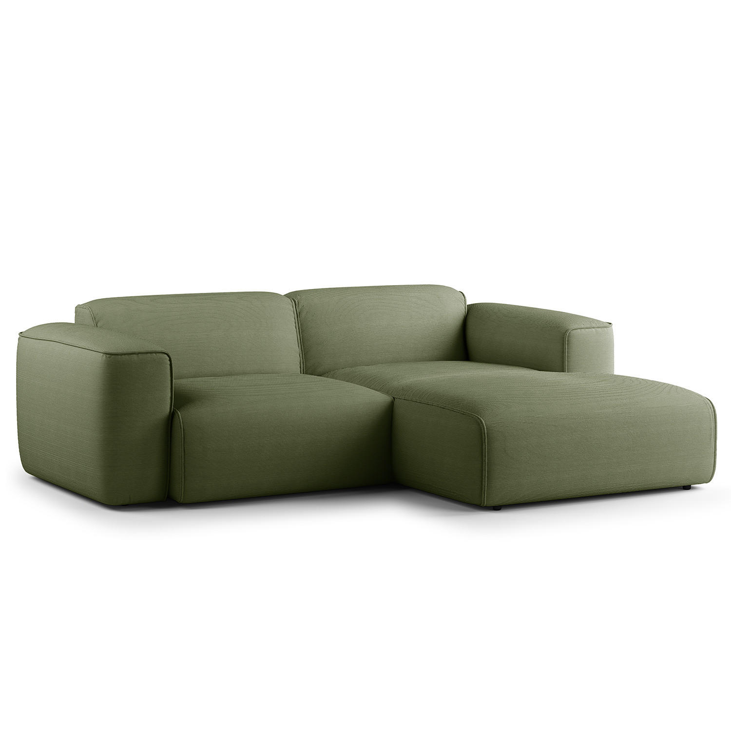 ECKSOFA mit XL-Longchair - Schwarz/Grün, Textil (260/171cm) - home24