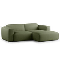 ECKSOFA mit XL-Longchair - Schwarz/Grün, Textil (260/171cm) - home24