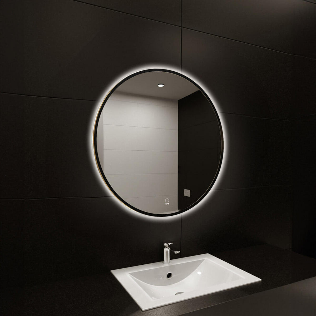 LED-SPIEGEL DUBI - 60 cm - Schwarz, Glas (60/60/1cm) - Home Deluxe