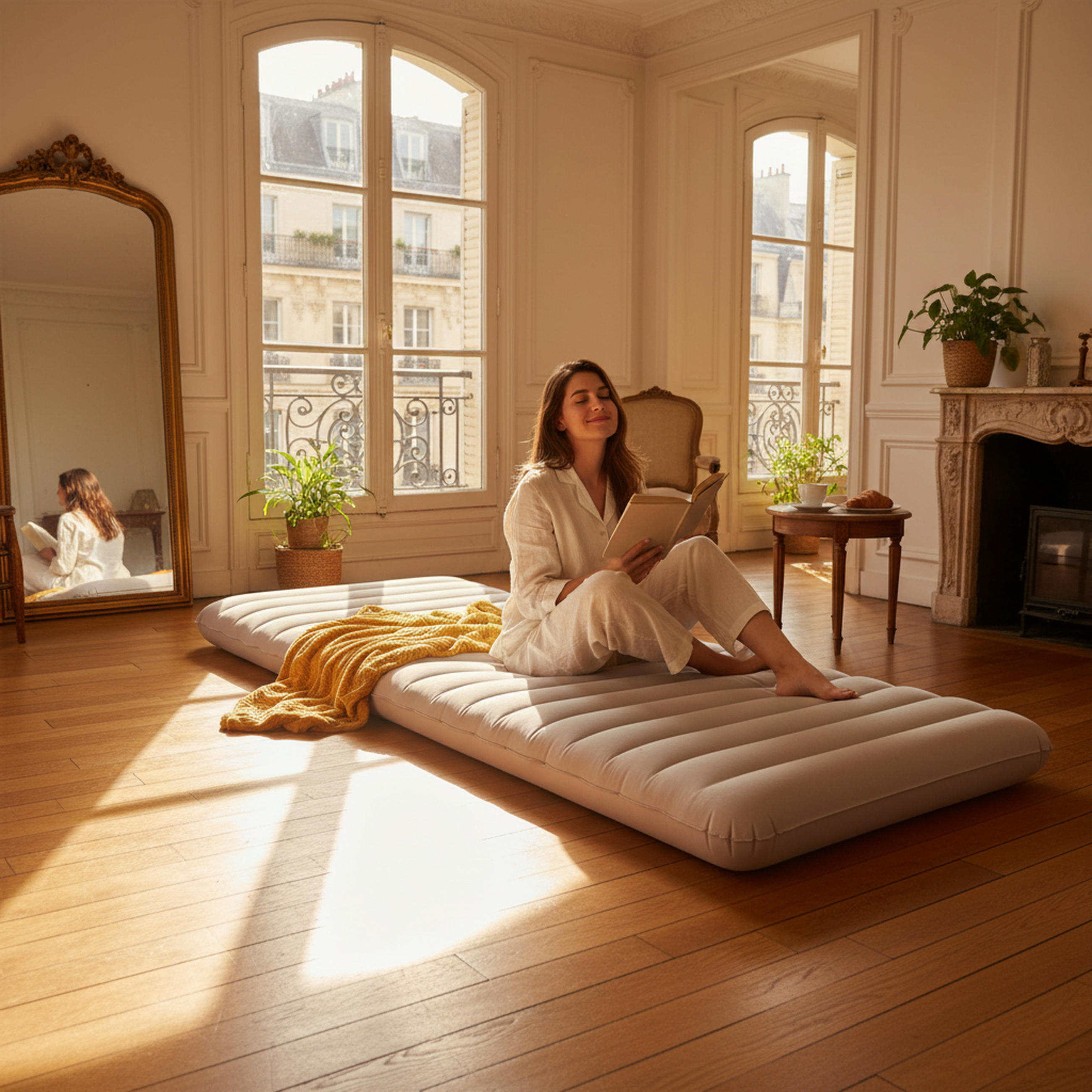 LUFTBETT Luftmatratze Camping 1 Person 183x71x12cm beige aufblasbar ohne Pumpe - Beige, Kunststoff (71/183cm) - Avenli