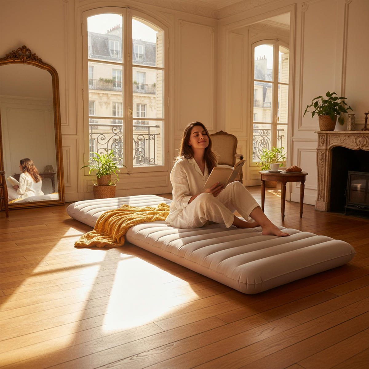 LUFTBETT Luftmatratze Camping 1 Person 183x71x12cm beige aufblasbar ohne Pumpe - Beige, Kunststoff (71/183cm) - Avenli