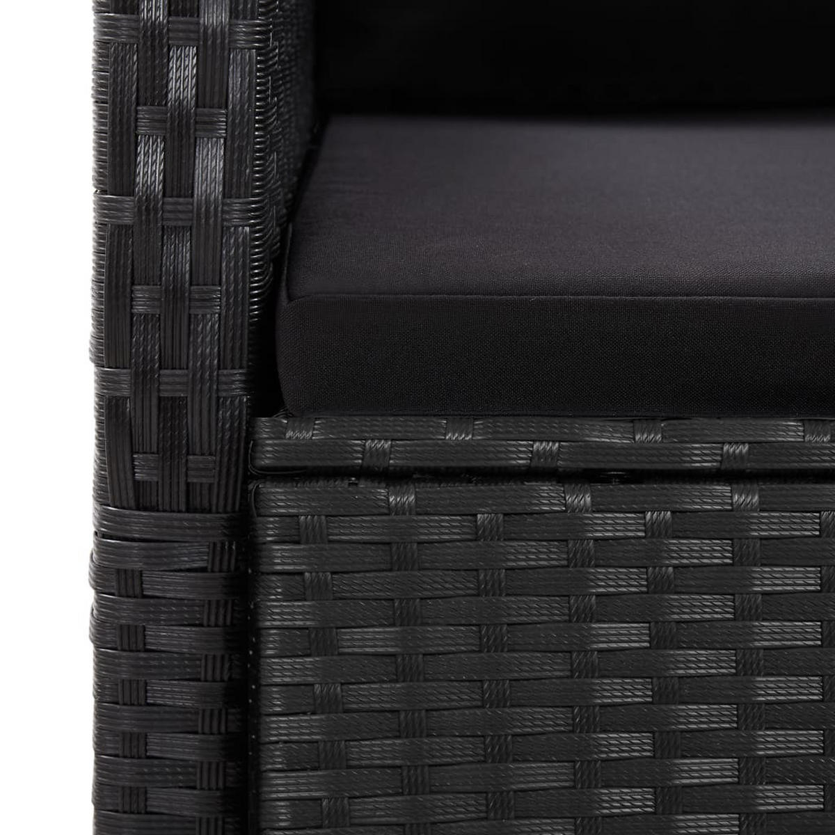 GARTEN-ESSGRUPPE 11Er Set Mit Kissen Schwarz Poly Rattan - Schwarz, Kunststoff - vidaXL