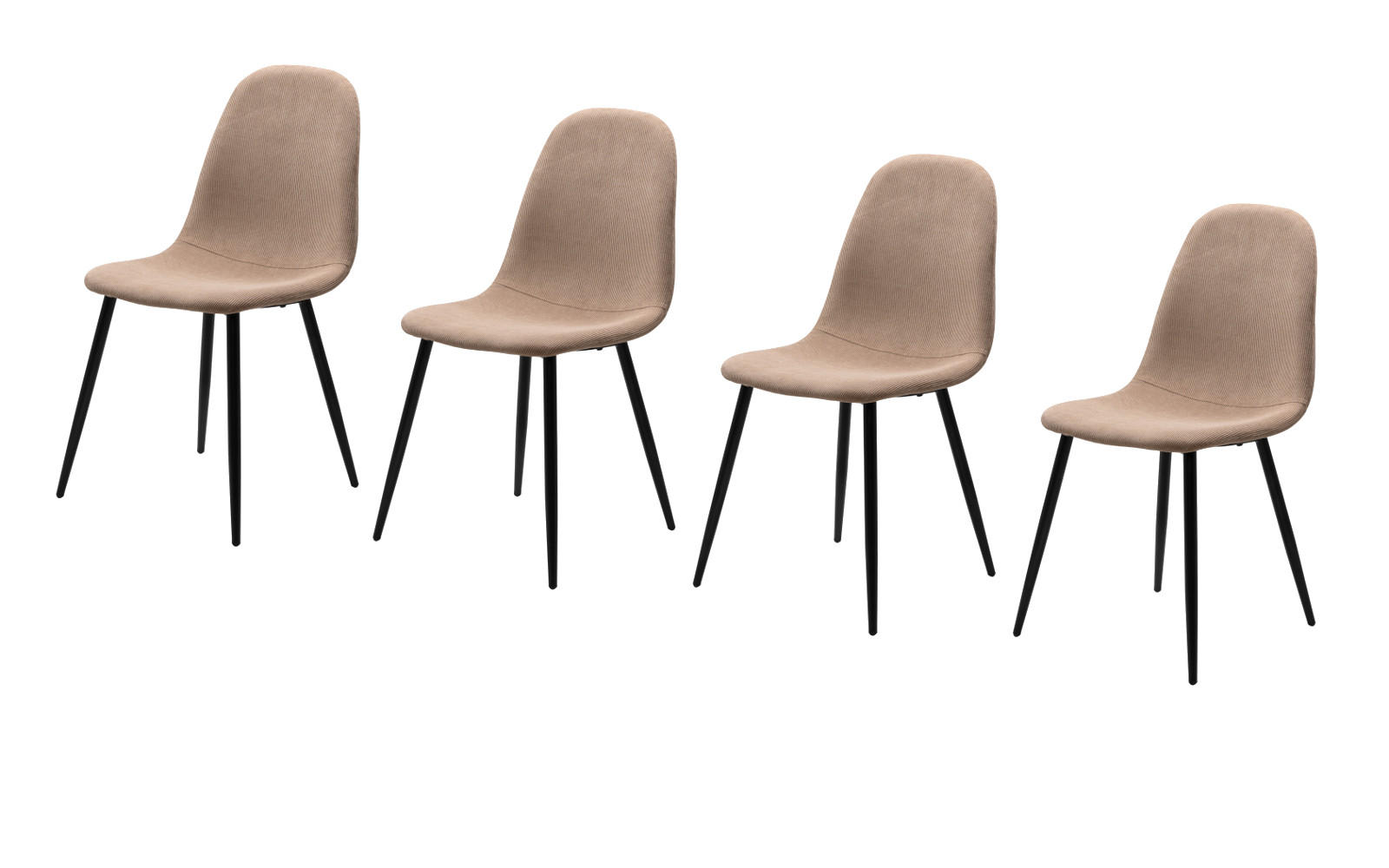 STUHL 4er-Set braun Cord, Esszimmerstuhl mit 4-Fuß-Gestell - Schwarz/Braun, Textil/Metall (50/83/43cm) - Furn.Design