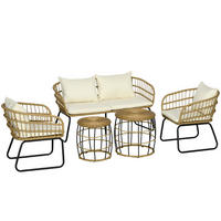 GARTENMÖBEL-SET mit Kissen, für Garten, Terrasse, Stahl, Beige - Beige, Kunststoff - Outsunny