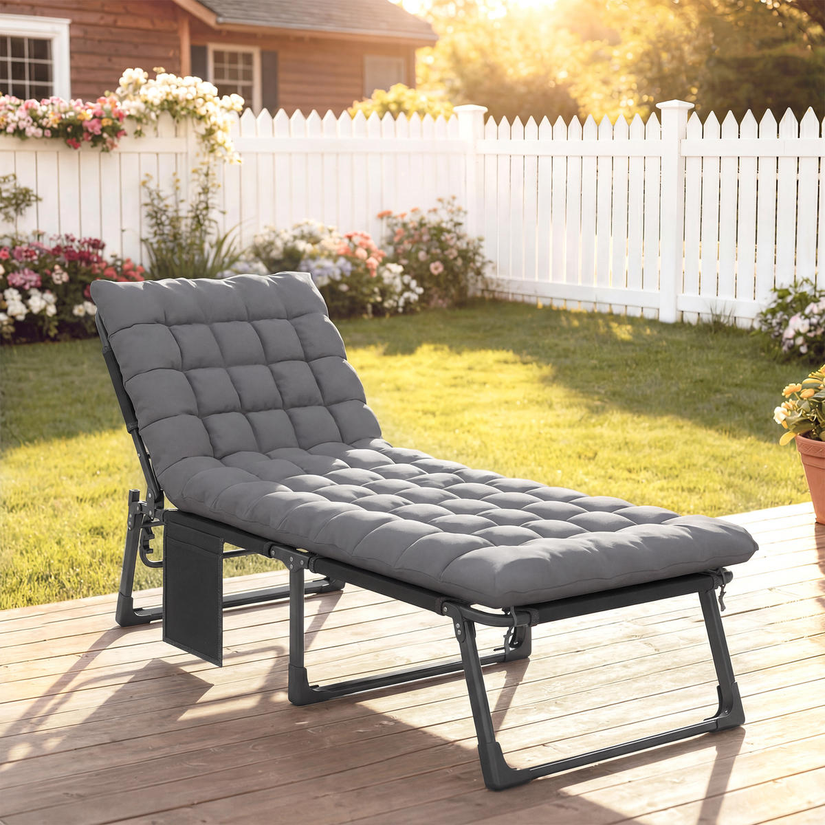 SONNENLIEGE Stahl Netzstoff Dunkelgrau - Dunkelgrau, Textil/Metall (68/34/190cm) - Outsunny