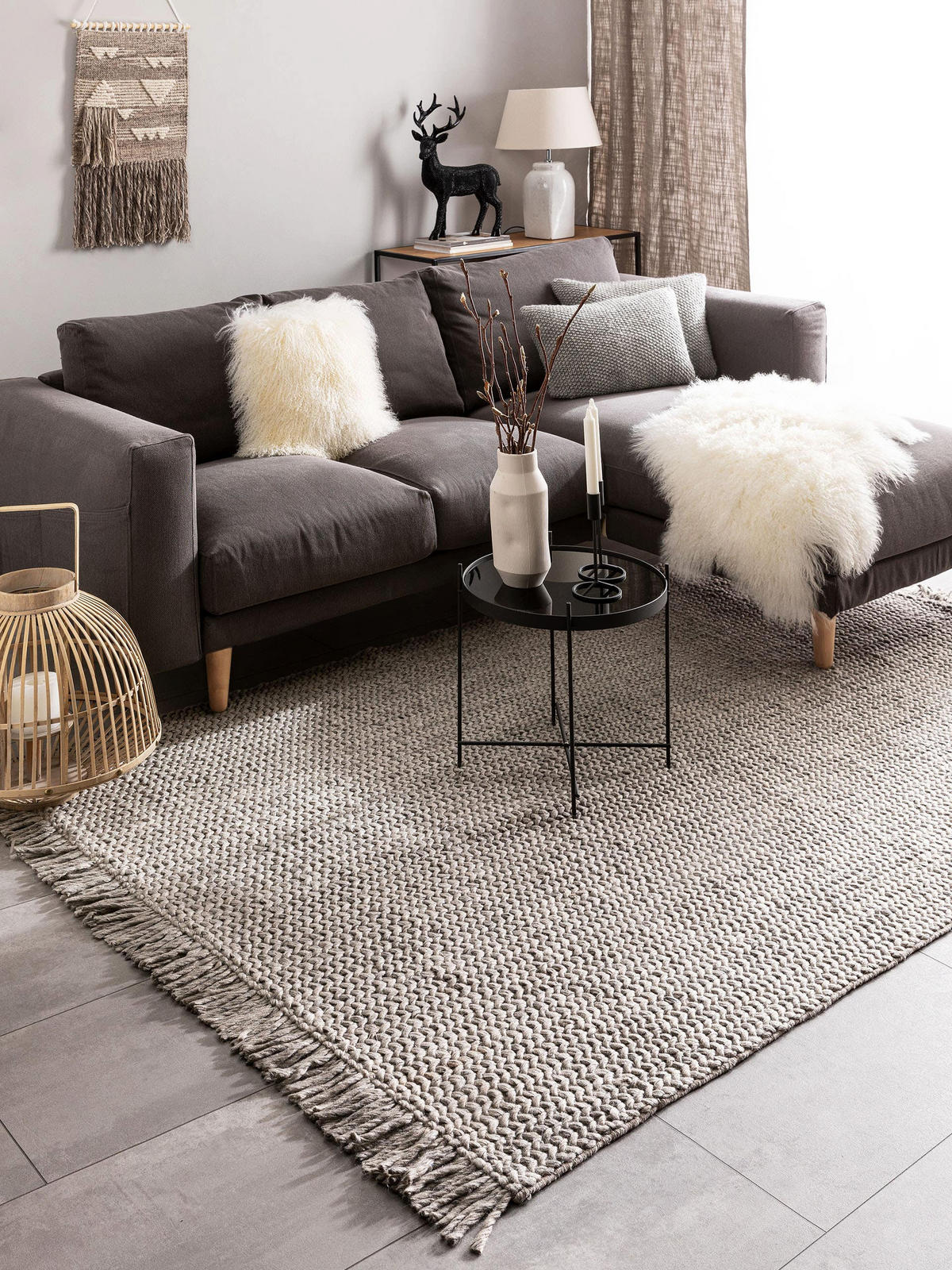 WOLLTEPPICH Velma Grau 200x300 cm - Grau, Textil (200/300cm) - benuta Pure