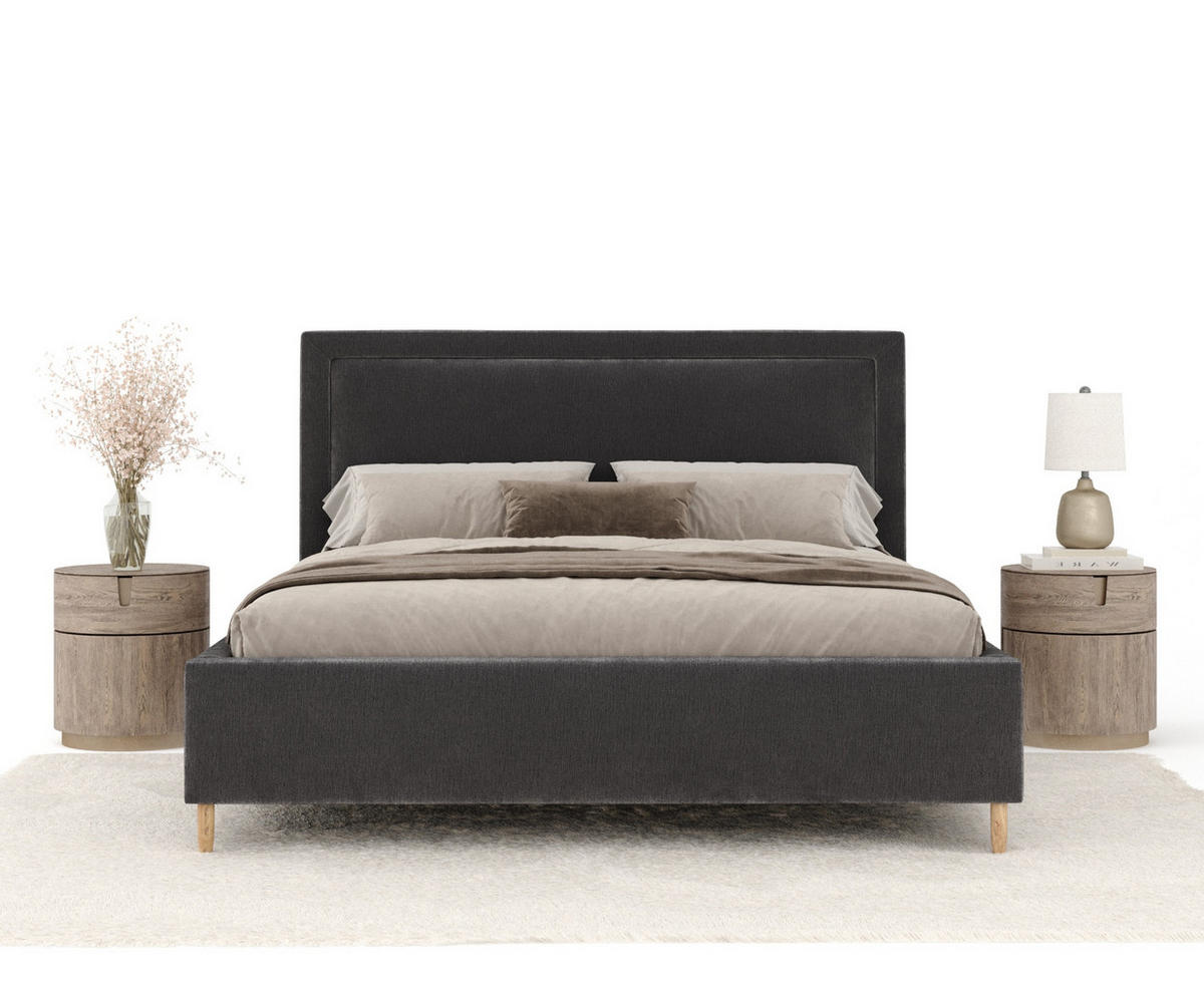 POLSTERBETT Ordina Dunkelgrau 140/200 cm im Chenille-Stoff - Dunkelgrau/Naturfarben, Holz/Holzwerkstoff (140/200cm) - Maison de Reve