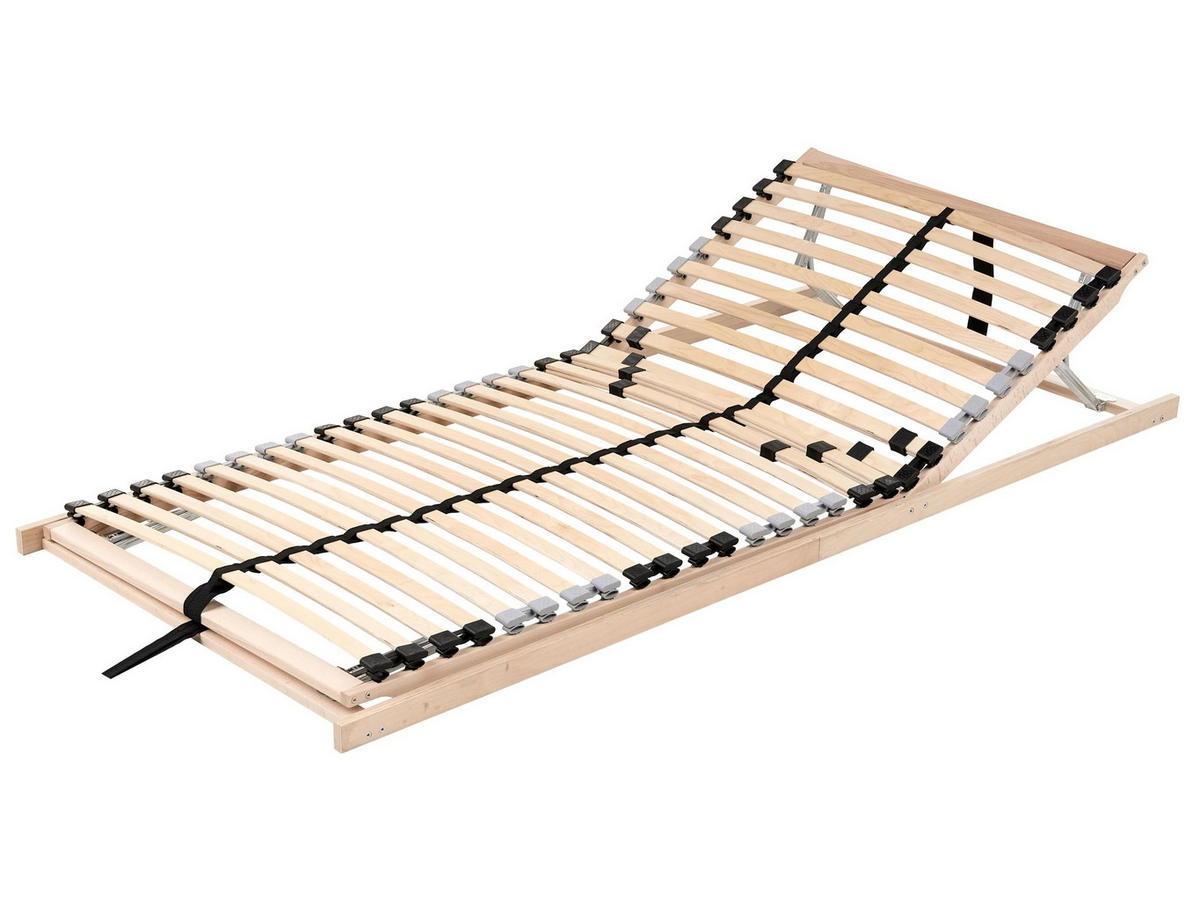 LATTENROST manuell verstellbar 90/200 cm Monthois - Hellbraun/Braun, Holz (90/200cm) - Beliani