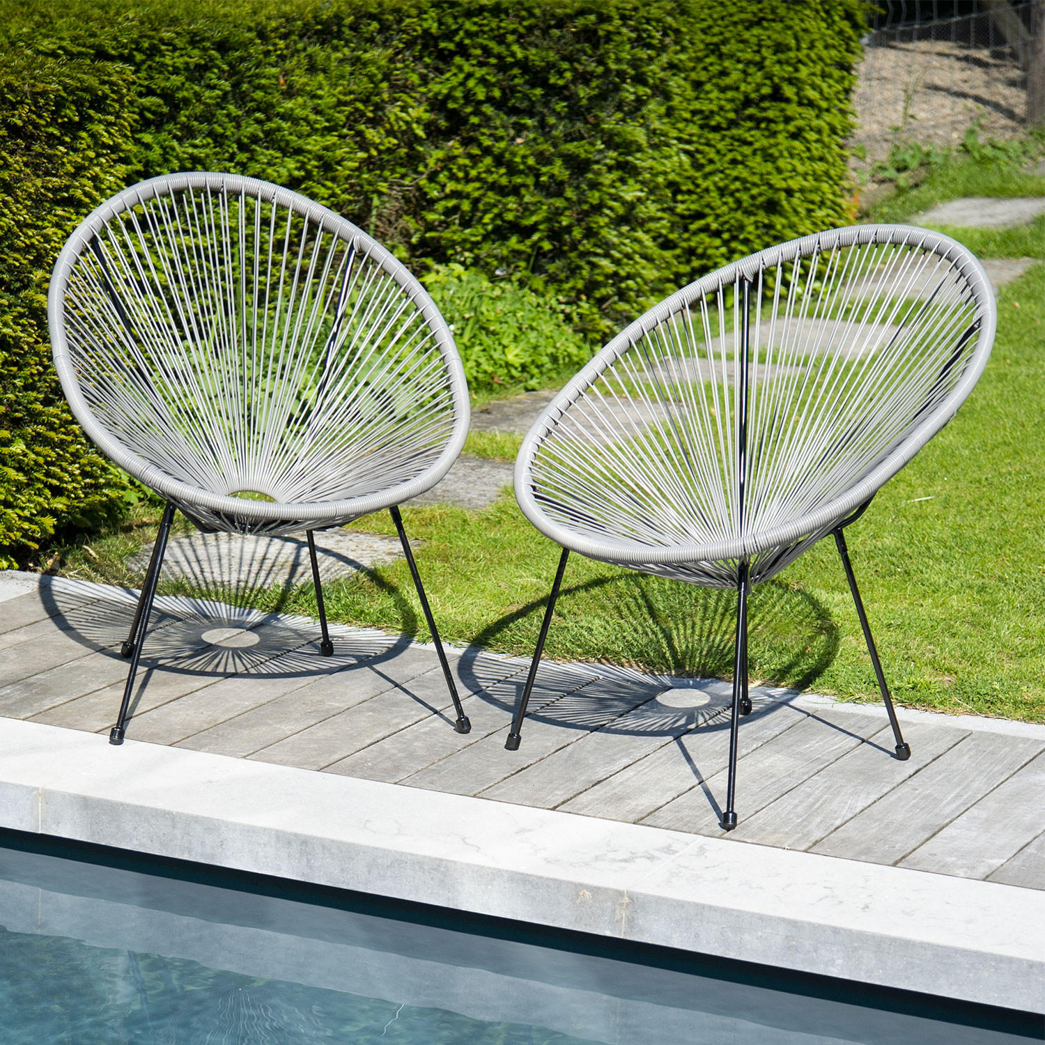 SESSEL Acapulco Grau 2er-Set - Grau, Kunststoff (78/89/92cm) - Happy Garden