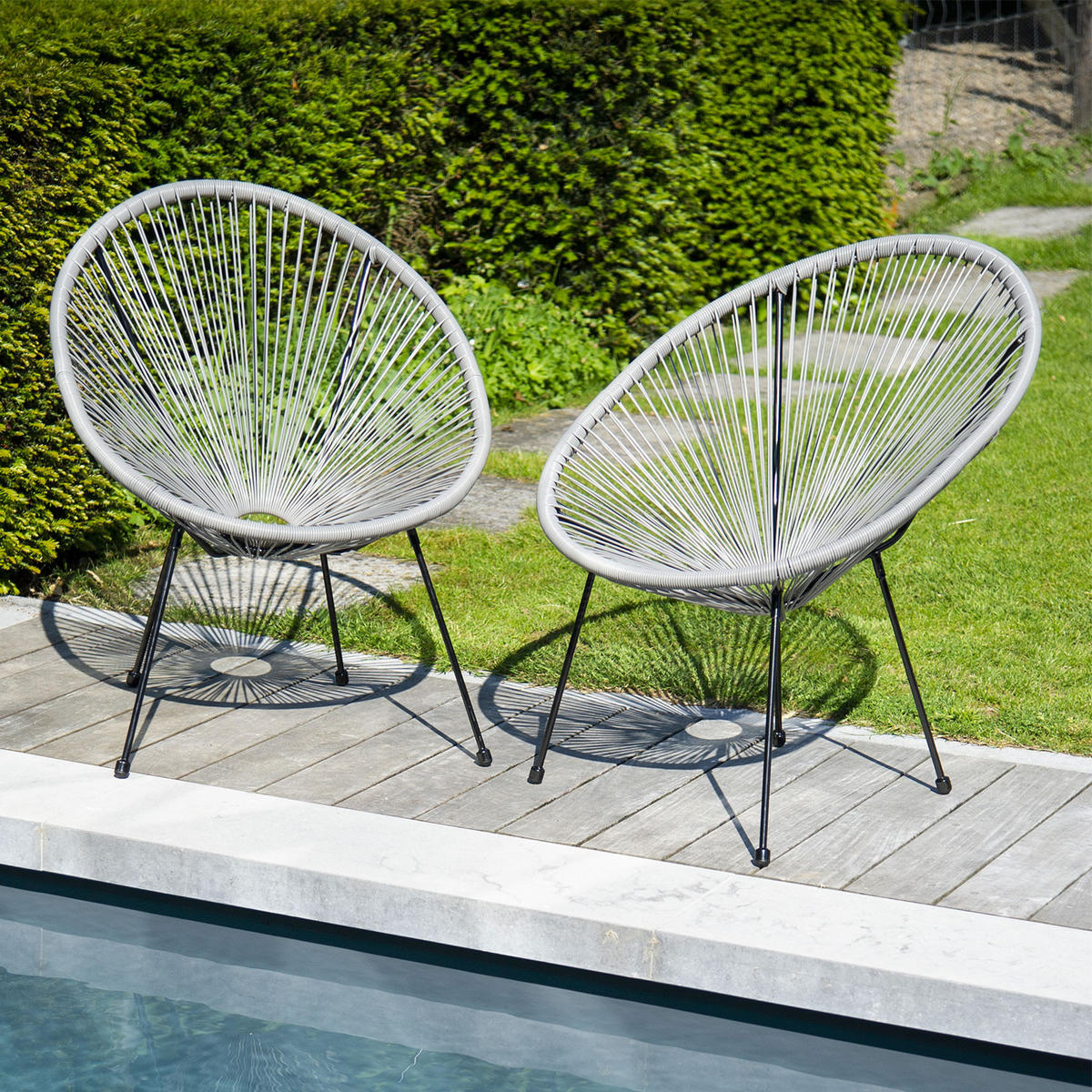SESSEL Acapulco Grau 2er-Set - Grau, Kunststoff (78/89/92cm) - Happy Garden